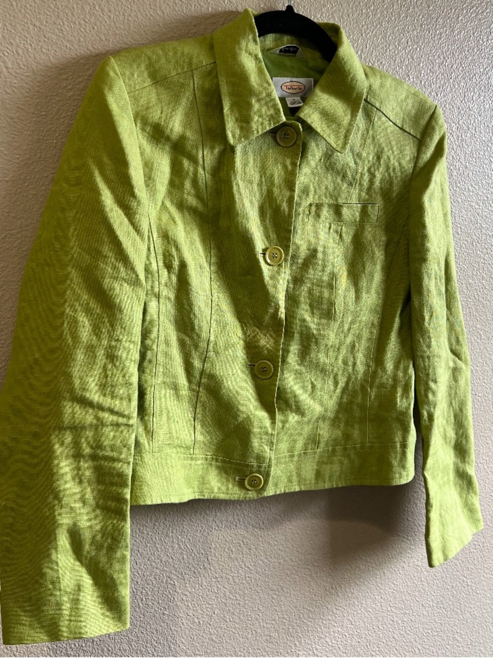 Talbots Lime Green Irish Linen Button Jacket size 4 Lizzie McGuire y2k